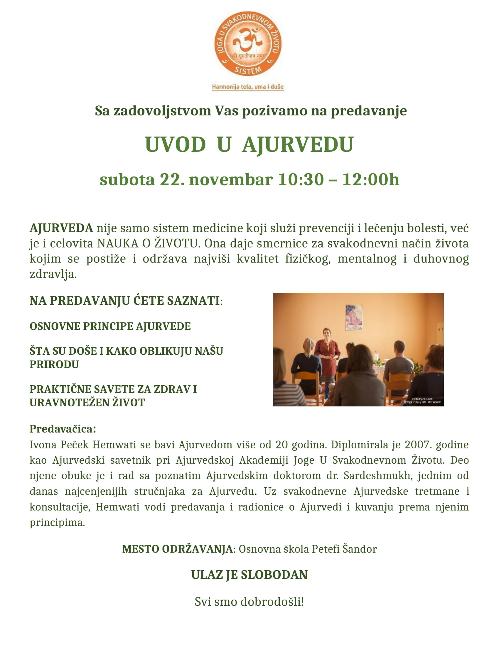 AJURVEDA PREDAVANJE HEMWATI